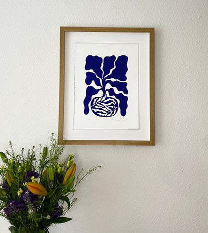 Bredbladet Vase Blå