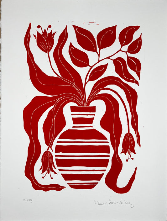 Stribetvase Rød