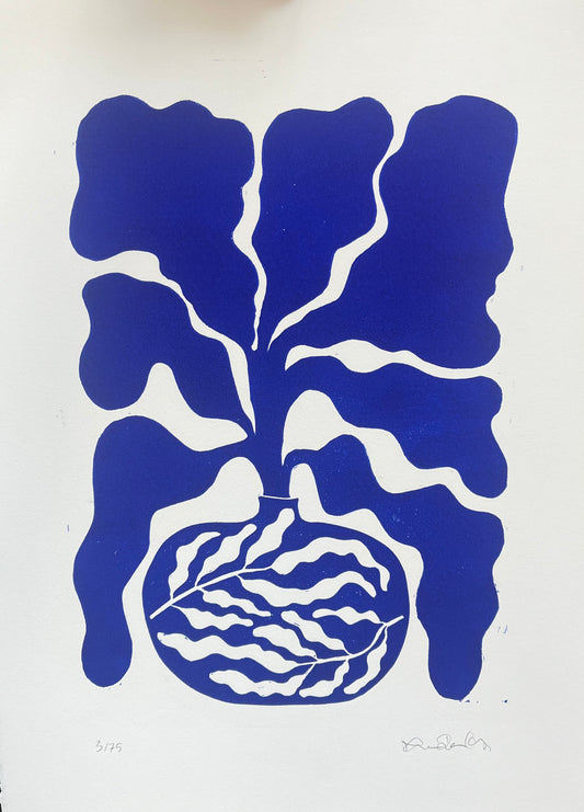 Bredbladet Vase Blå