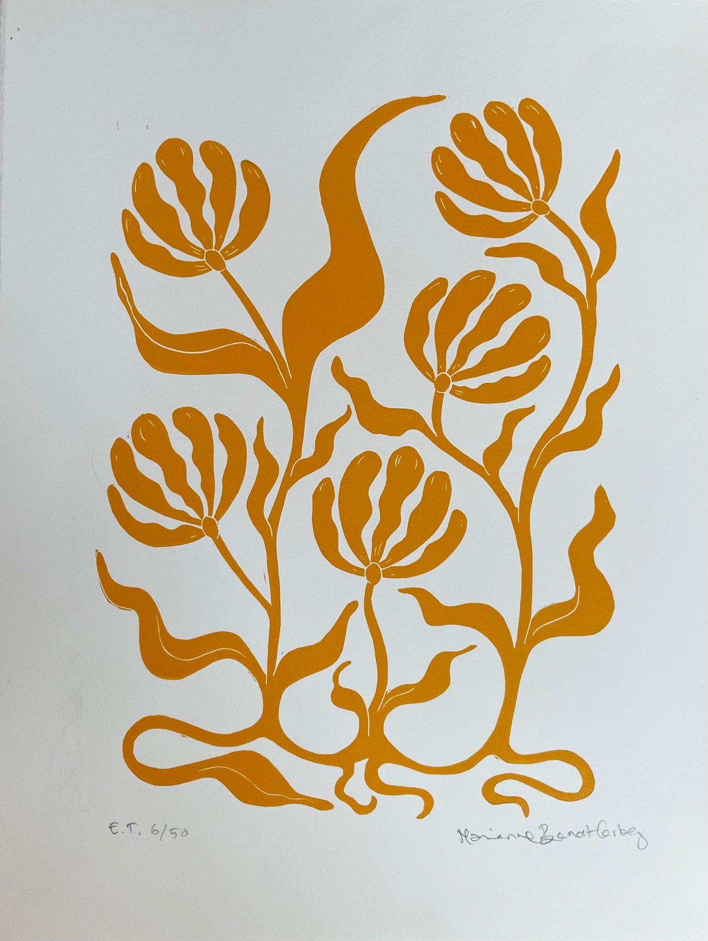 Vintage Bølgeblomster Gul
