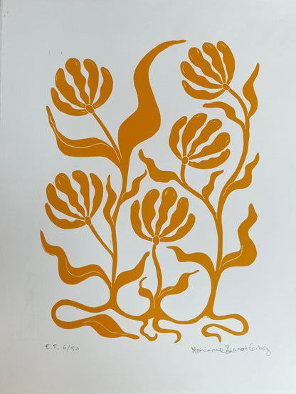 Vintage Bølgeblomster Gul