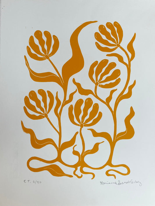 Vintage Bølgeblomster Gul