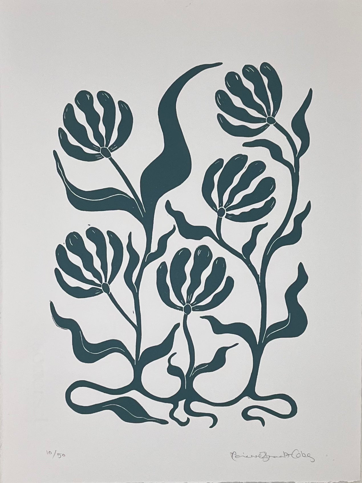 Vintage Bølgeblomster Isblå