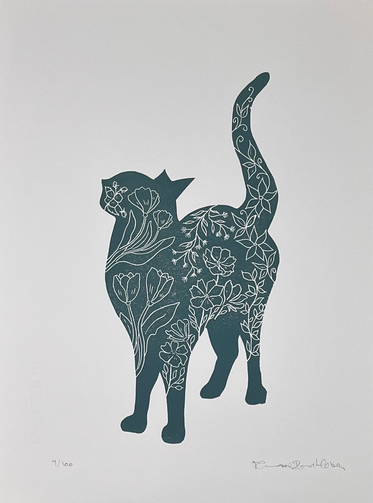 Mønstret Kat Isblå