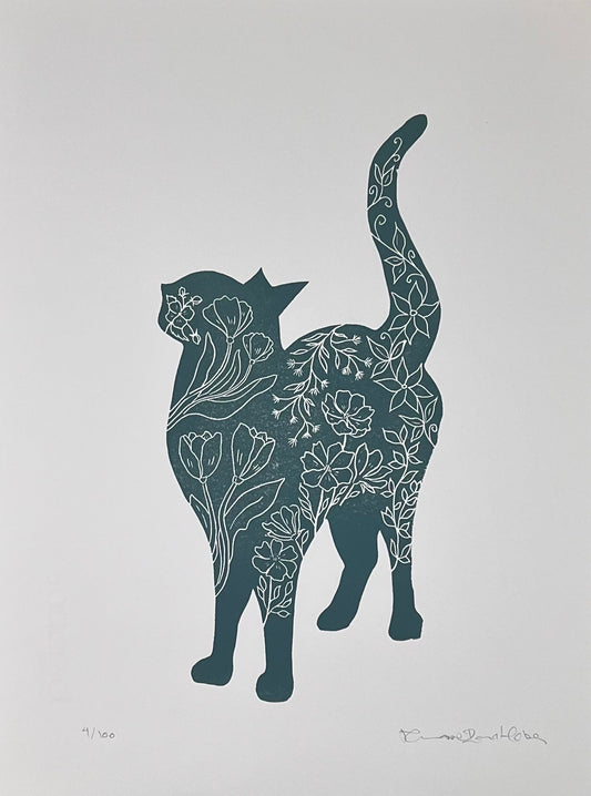 Mønstret Kat Isblå